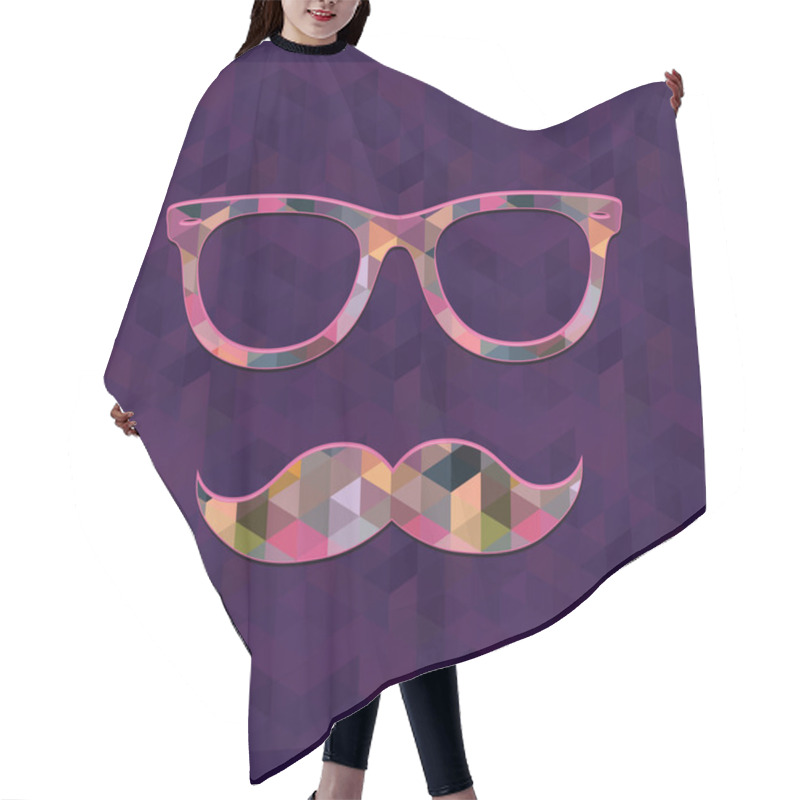 Personality  Hipster Icon With Geometric Grunge Background Hair Cutting Cape