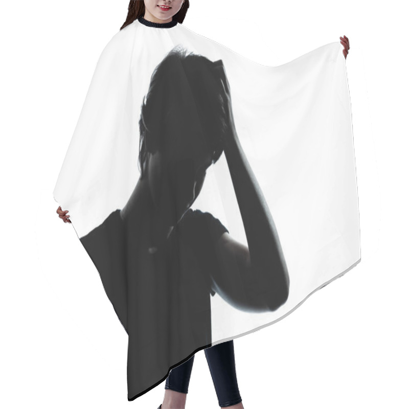 Personality  One Young Teenager Boy Or Girl Thinking Problems Silhouette Hair Cutting Cape