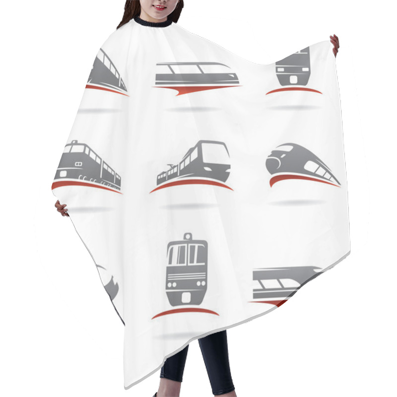 Personality  Gray And Red Train Set. Hair Cutting Cape