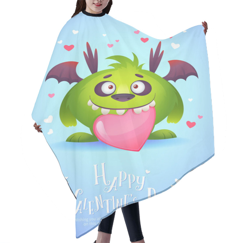 Personality  Cartoon Monster With A Heart Valentine Card Hair Cutting Cape