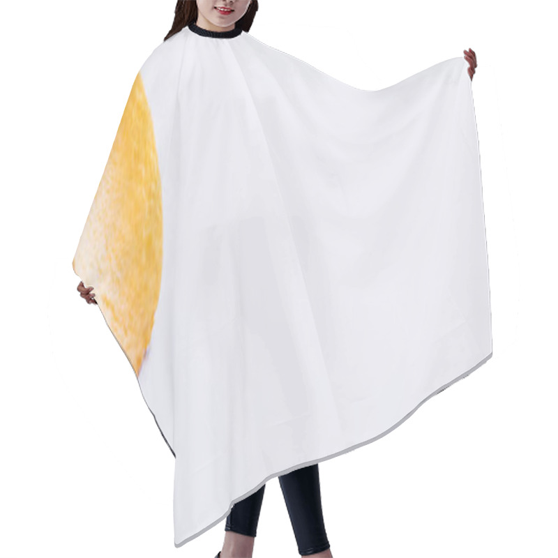 Personality  Top View Of Single Potato Chip With Salt On White, Banner Hair Cutting Cape