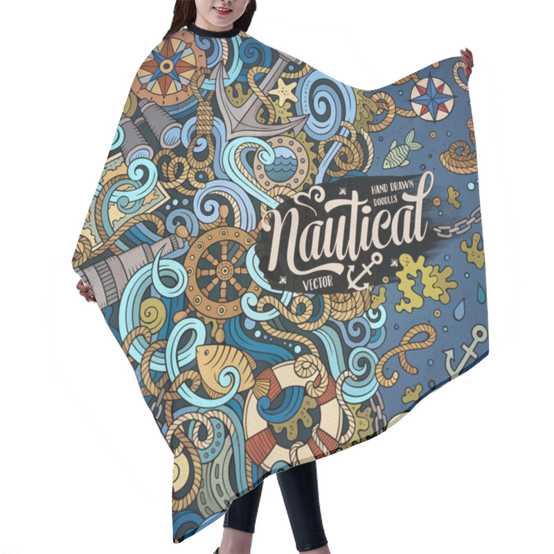 Personality  Cartoon Vector Nautical Doodle Frame Hair Cutting Cape