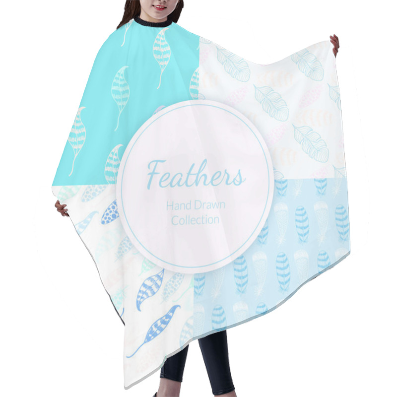 Personality  Seamless Patterns Set With Feathers Hair Cutting Cape