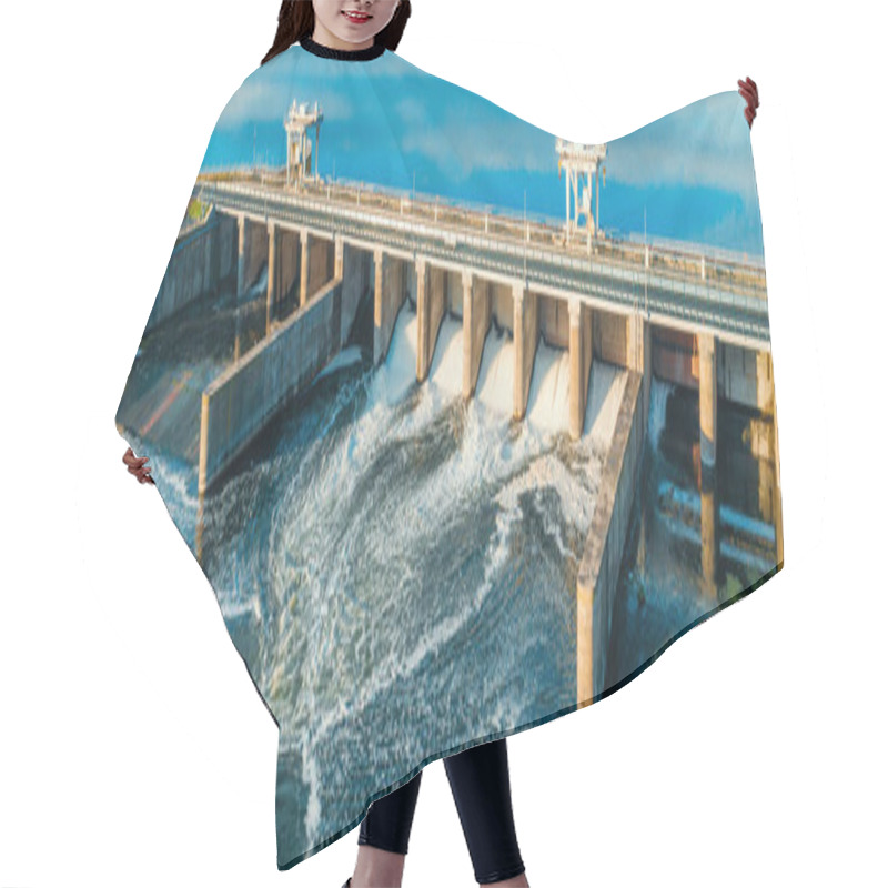 Personality  Aerial Panoramic View Of Hydroelectric Dam On River Hair Cutting Cape