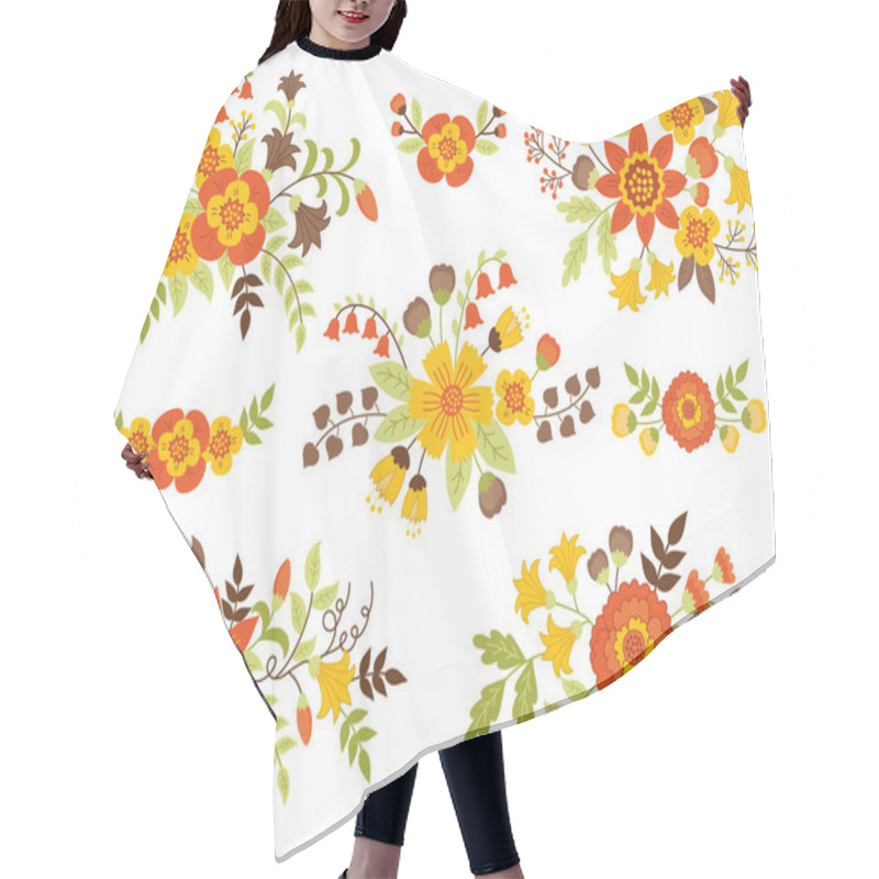 Personality  Vector Set Of Autumn Floral Bouquets Hair Cutting Cape