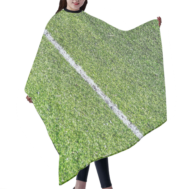 Personality  Diagonal White Line In Football Field Green Grass. High Quality Photo Hair Cutting Cape