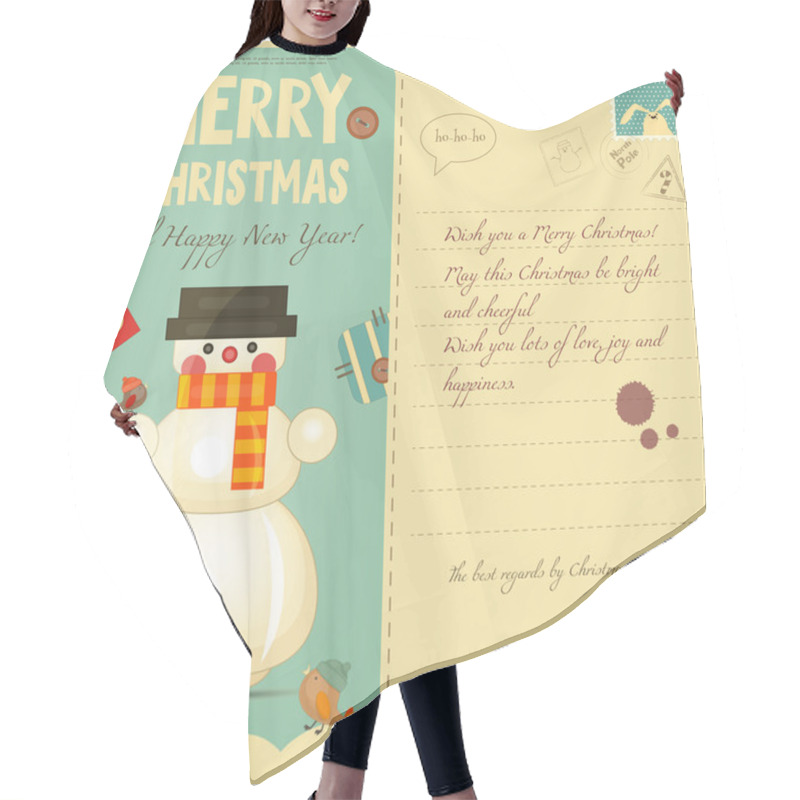 Personality  Christmas Retro Postcard Hair Cutting Cape