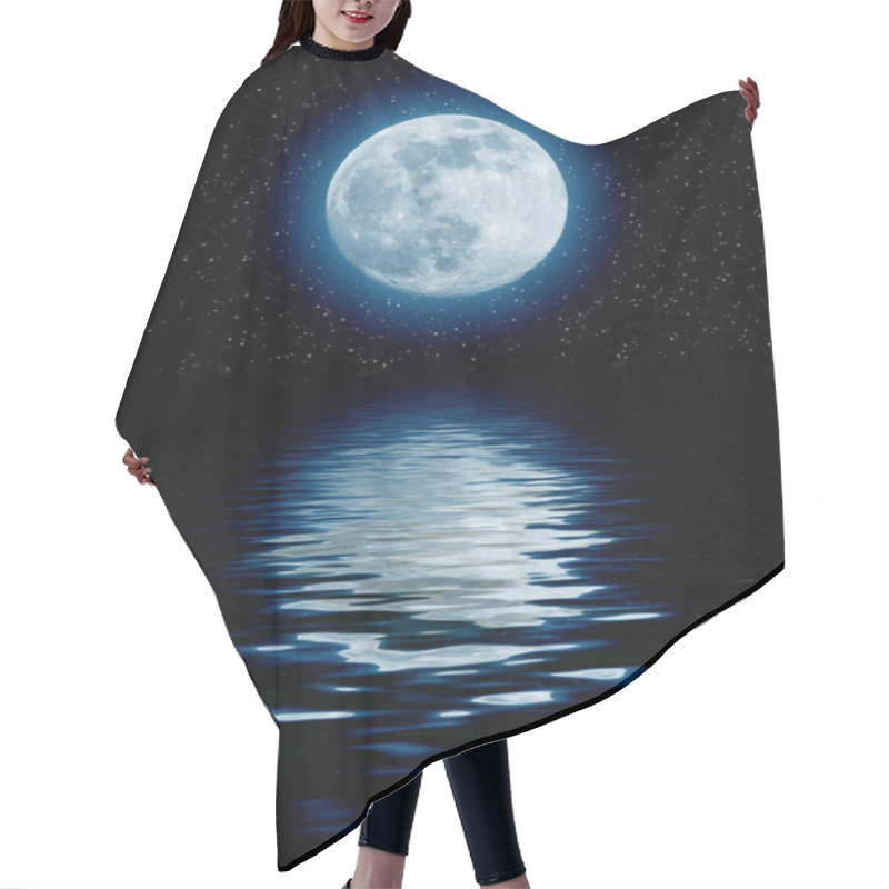 Personality  Blue Moon Over The Sea With Starts Hair Cutting Cape