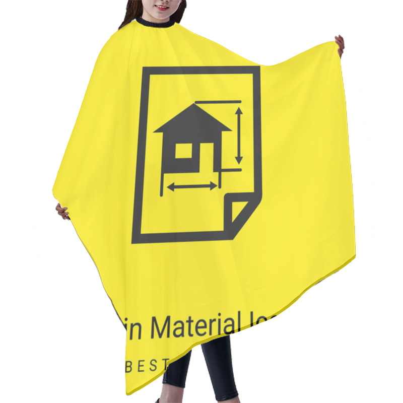 Personality  Architecture Draw Of A House On A Paper Minimal Bright Yellow Material Icon Hair Cutting Cape