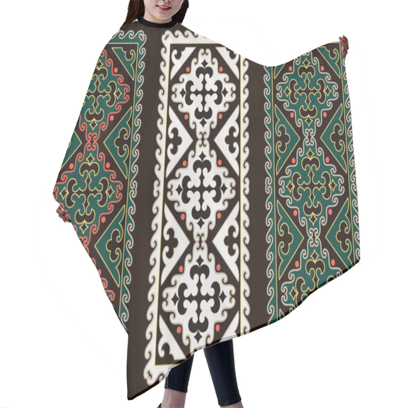 Personality  Asian Ornaments Collection. Historically Ornamental Of Nomadic People. It Based On Real-Kazakh Carpets Of Felt And Wool.  Hair Cutting Cape