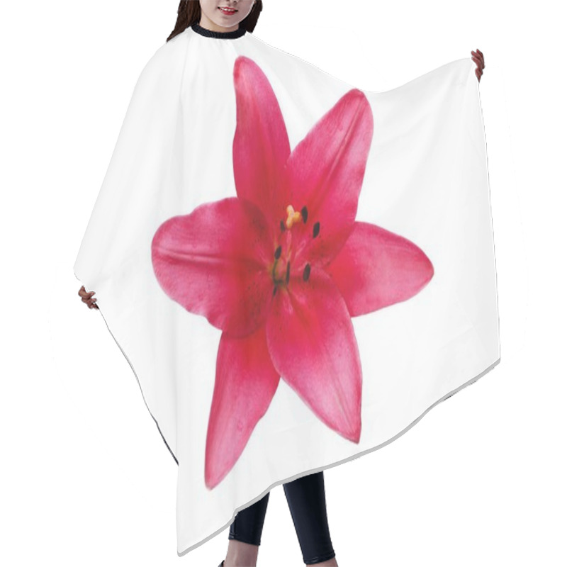 Personality  Maroon Lily Flower Isolated Over A White Background Hair Cutting Cape