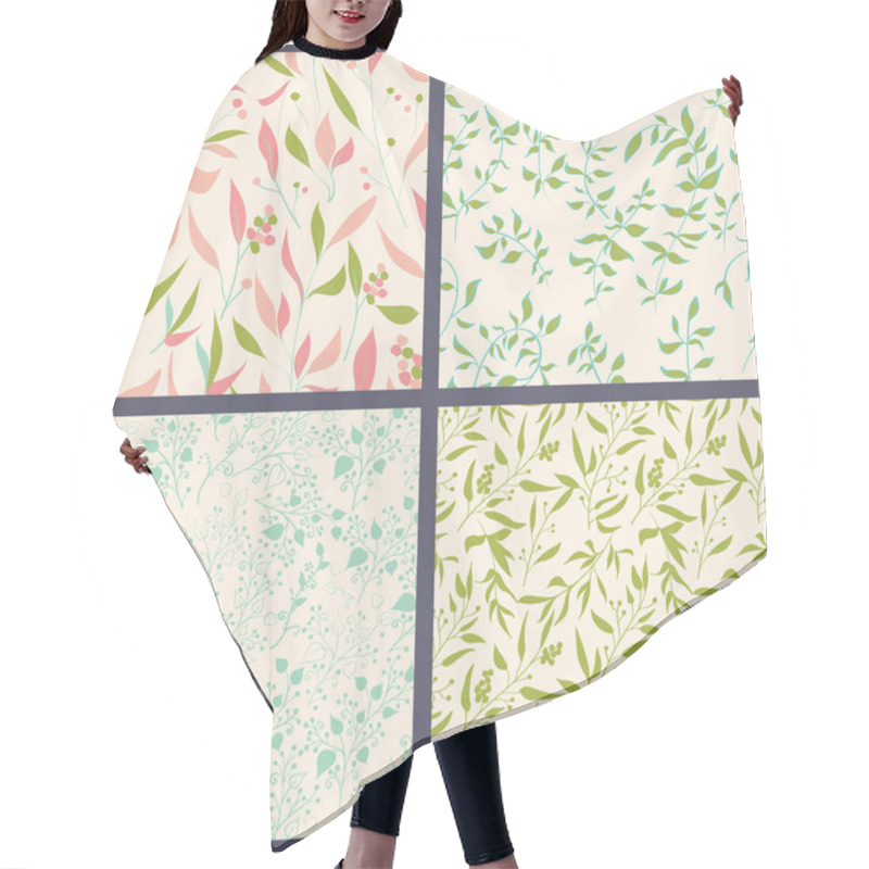 Personality  Set Of Floral Seamles Patterns. Hair Cutting Cape