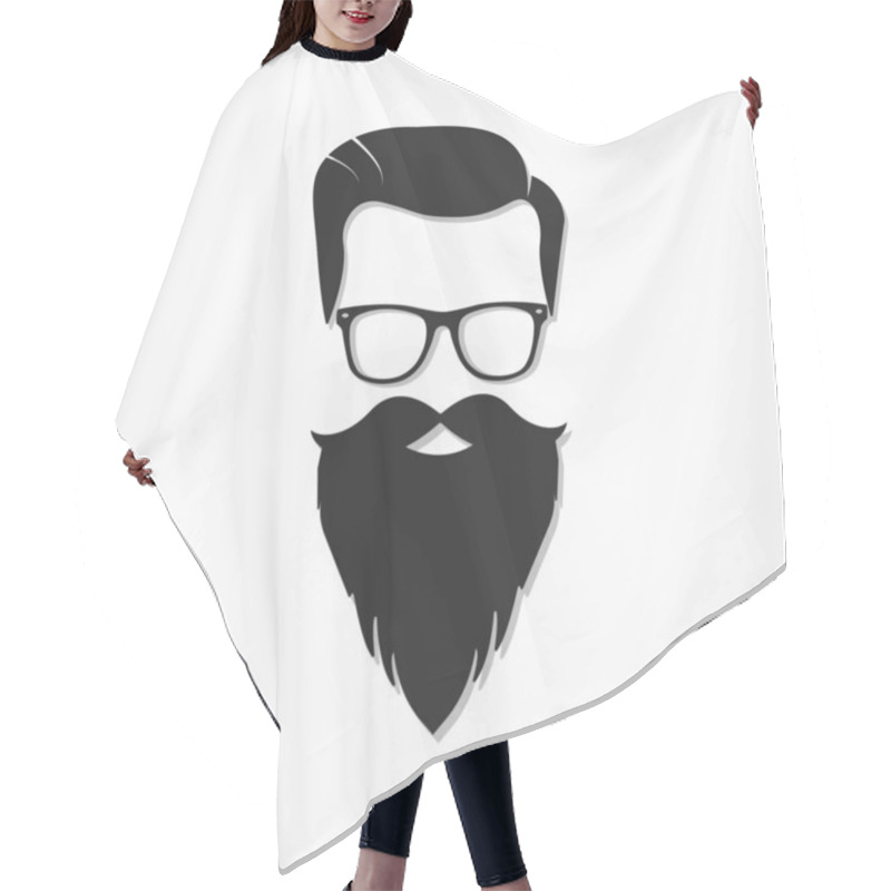 Personality  Man With A Beard And A Stylish Haircut With Glasses. Hair Cutting Cape