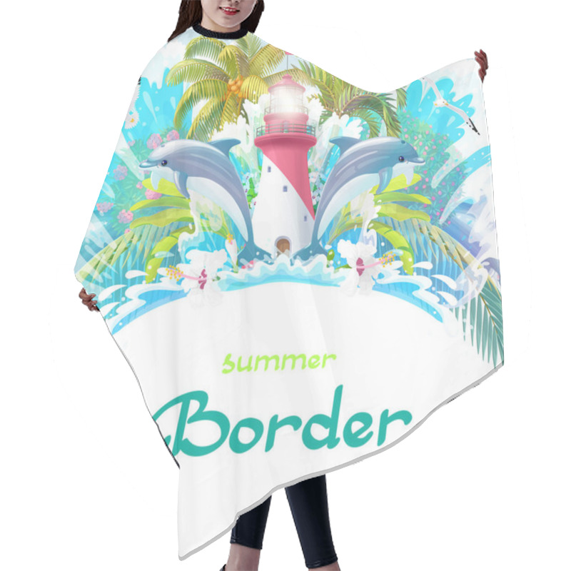 Personality  Vector Cartoon Sea Border Background Hair Cutting Cape