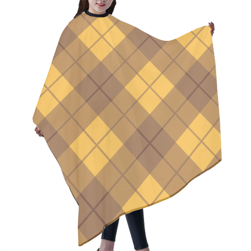 Personality  Bias Plaid Pattern In Brown And Yellow Hair Cutting Cape