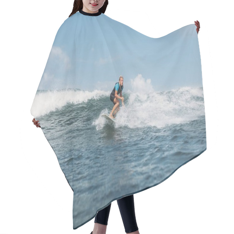 Personality  Surfer Riding Wave On Board In Ocean  Hair Cutting Cape