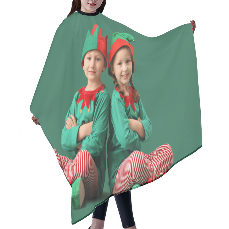 Personality  Cute Little Elves On Green Background Hair Cutting Cape