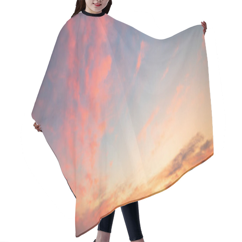 Personality  Beautiful Clouds Illuminated By Sunrise. Sky Background. Hair Cutting Cape