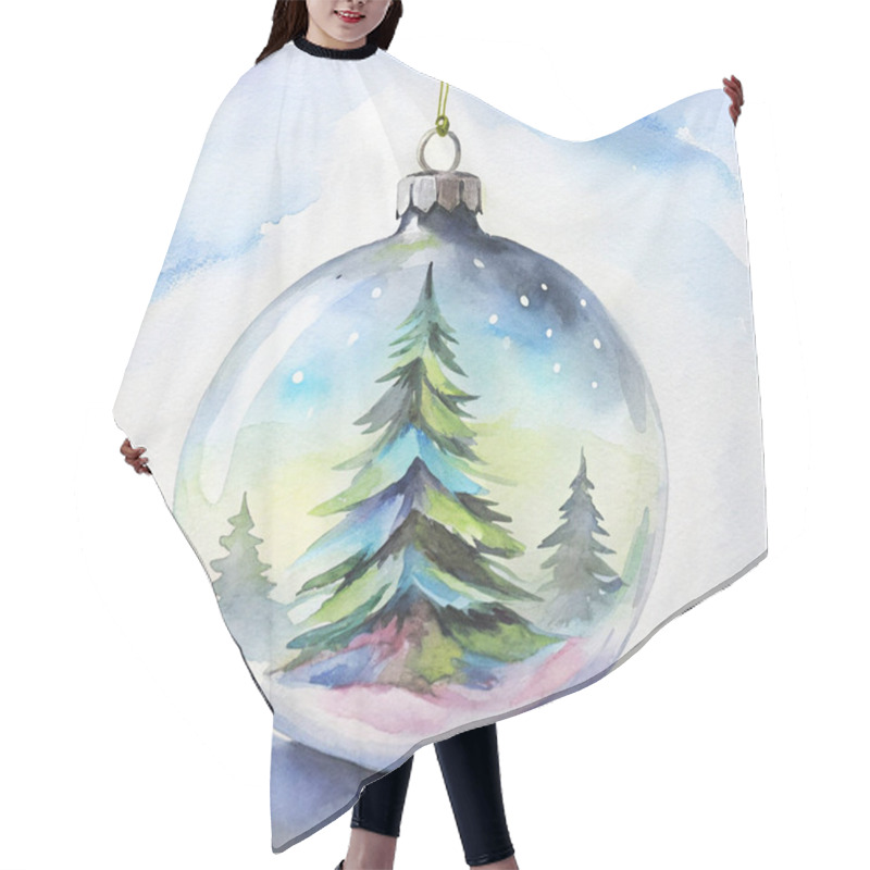 Personality  An Exquisite Collection Of Christmas Tree Ornaments Displaying Serene Snowy Landscapes, Festive Pine Trees, And Delicate Star Embellishments, Perfect For Enhancing Holiday Decor. Hair Cutting Cape