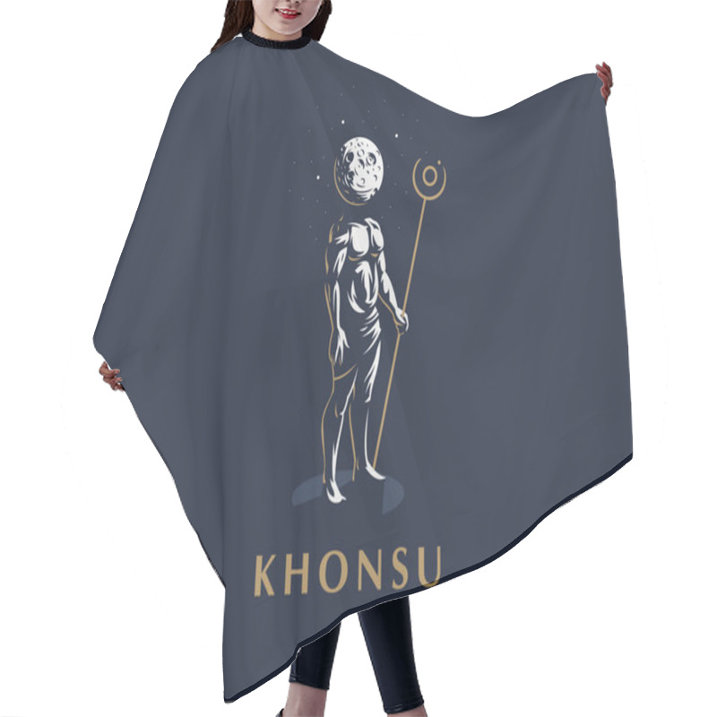 Personality  The Egyptian God Khonsu. Vector Emblem. Hair Cutting Cape