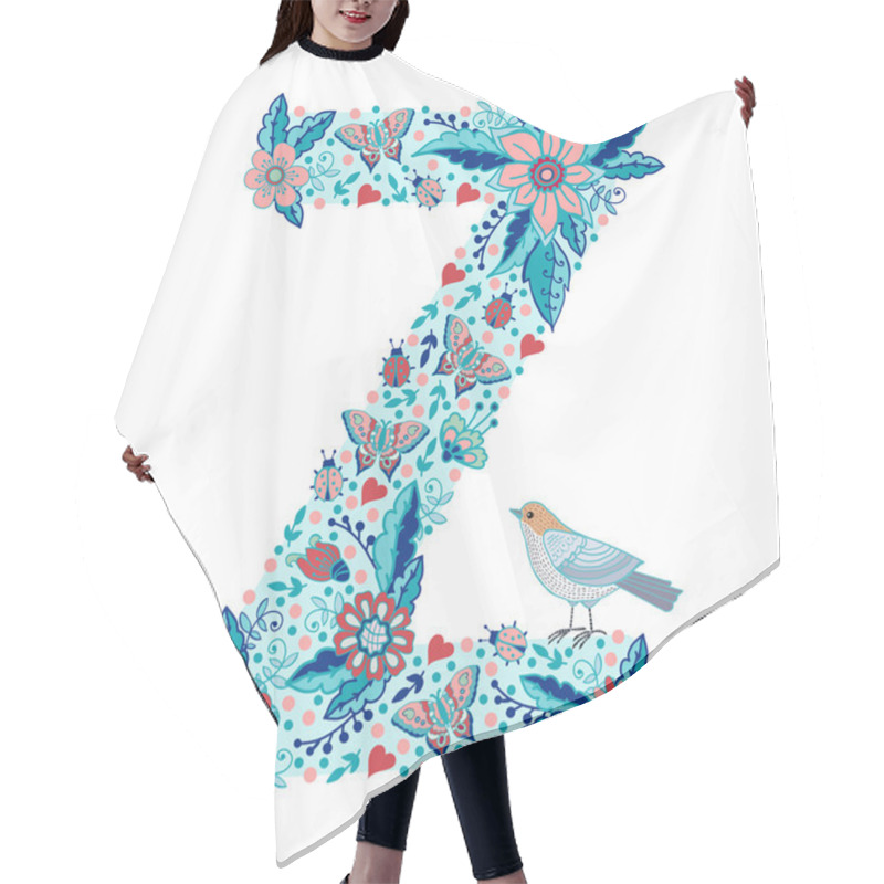 Personality  Flowers Alphabet Letter Z. Hair Cutting Cape