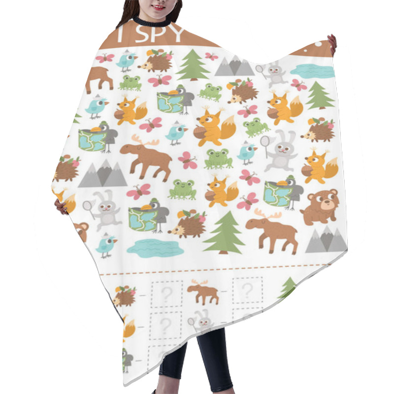 Personality  Forest I Spy Game For Kids. Searching And Counting Activity For Preschool Children With Woodland Animals And Nature Elements. Funny Printable Worksheet For Kids With Birds And Insects. Simple Puzzle Hair Cutting Cape