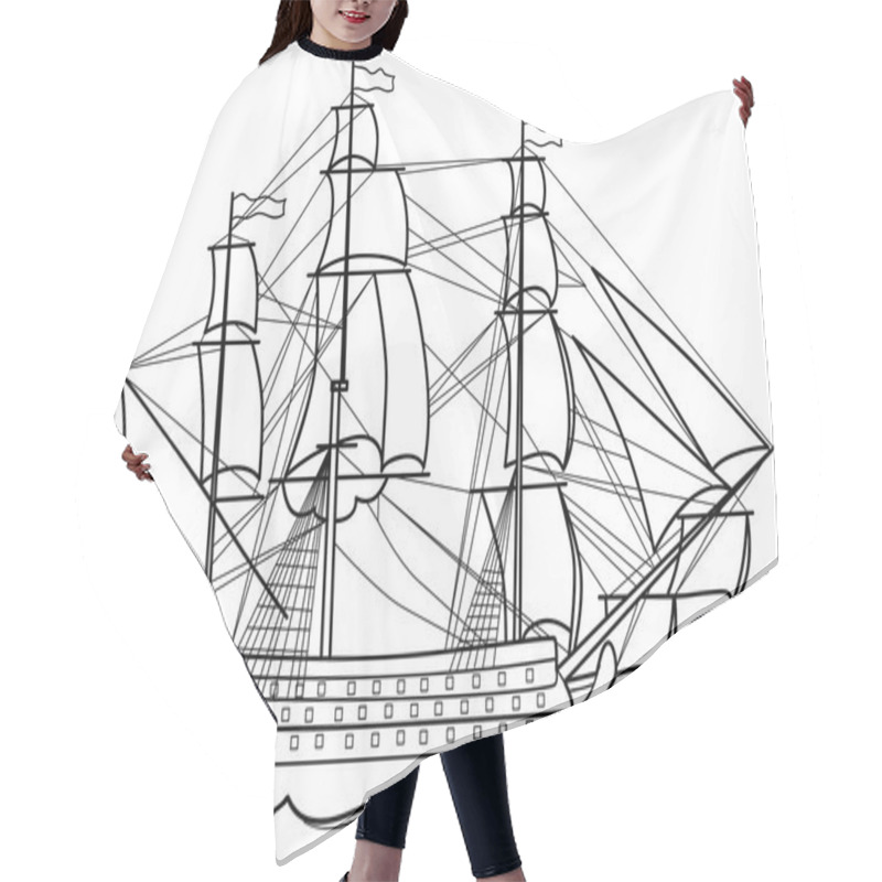 Personality  Sketch Illustration Of Yacht Hair Cutting Cape