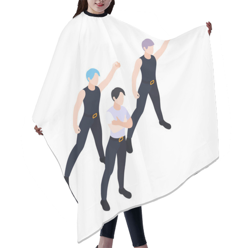 Personality  Dancing Group Isometric Icon Hair Cutting Cape