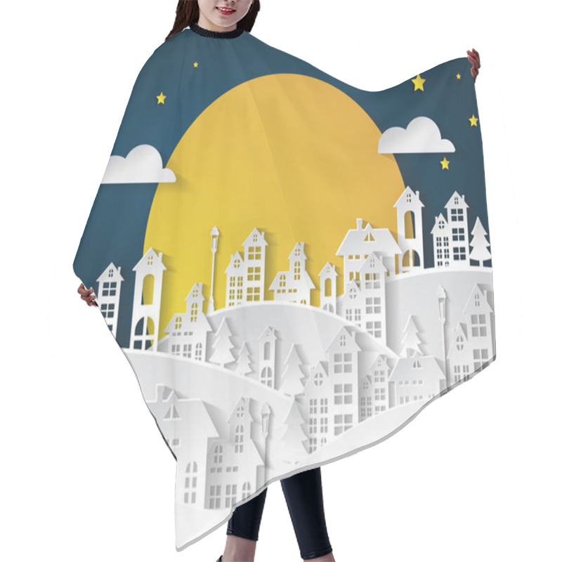 Personality  Paper Art Winter Snow Urban Countryside Landscape City Village W Hair Cutting Cape