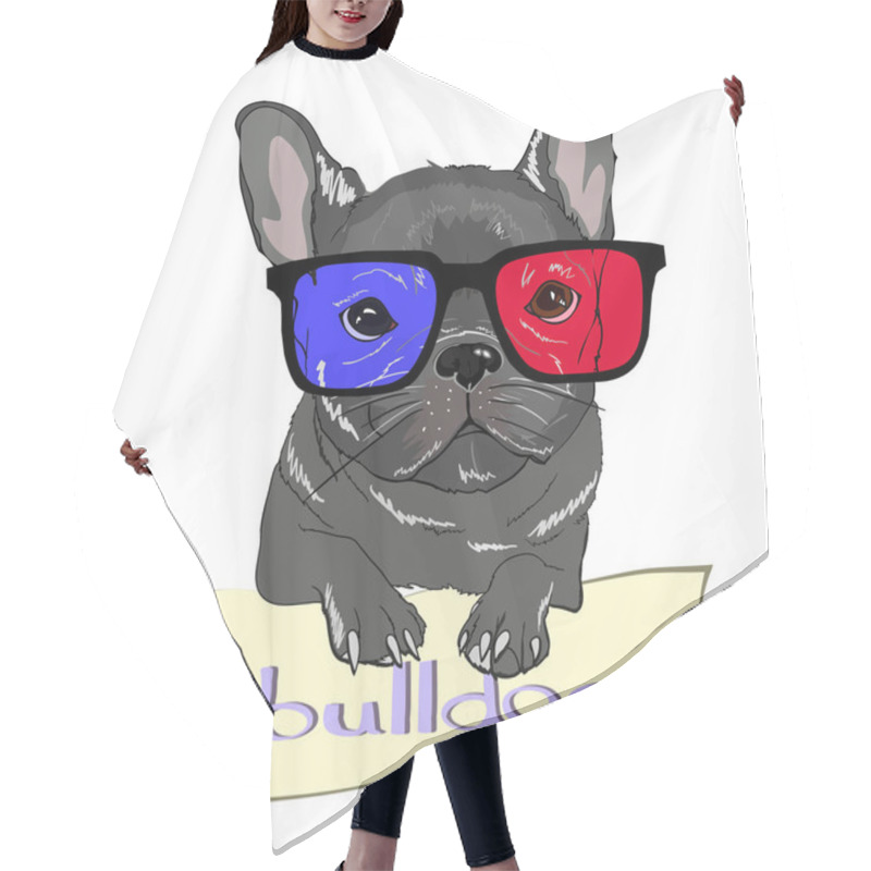 Personality  Cute Bulldog In Sunglasses Hair Cutting Cape