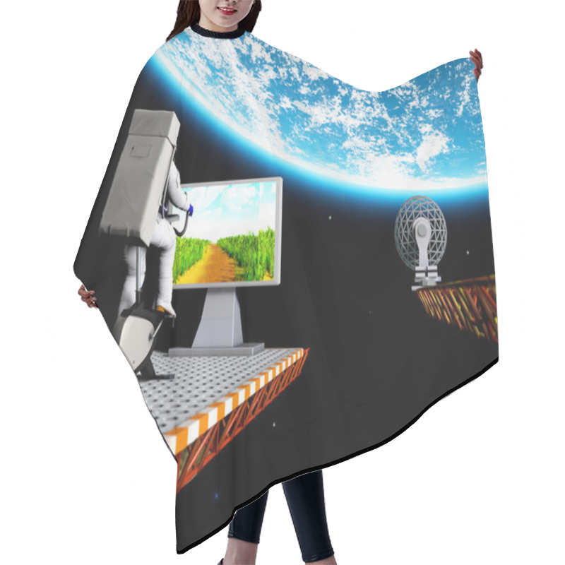 Personality  Astronaut On Exercise Bicycle Hair Cutting Cape