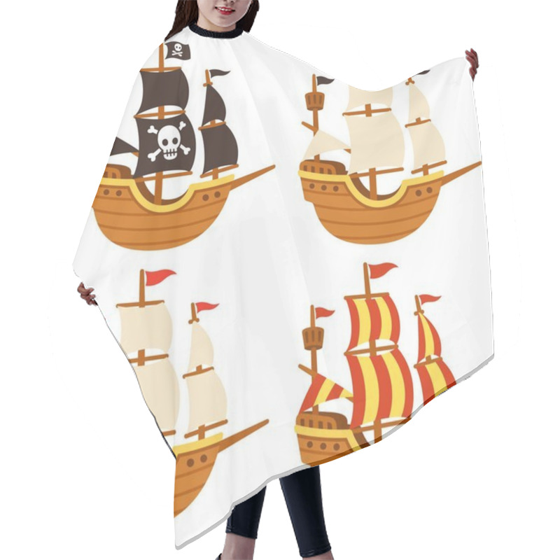 Personality  Cartoon Ships Set Hair Cutting Cape