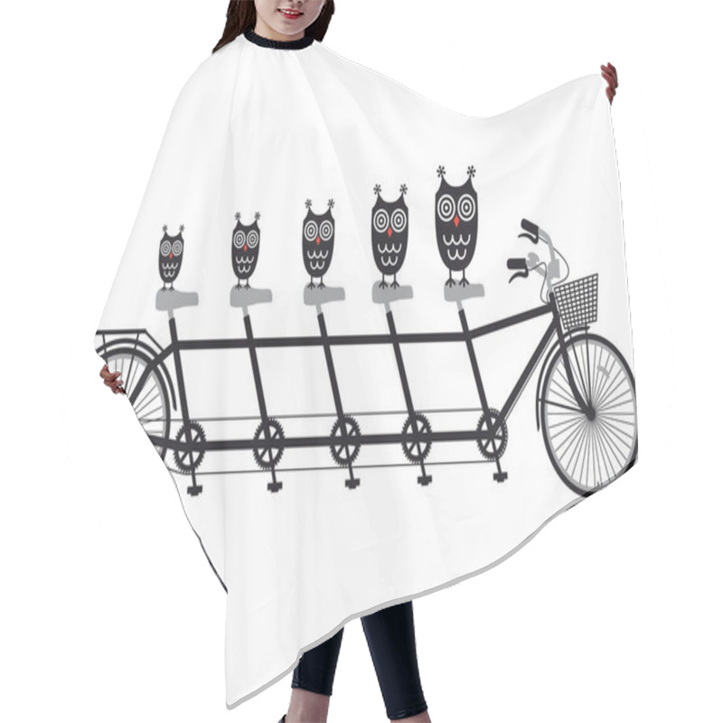 Personality  Owls On Tandem Bicycle, Vector Hair Cutting Cape