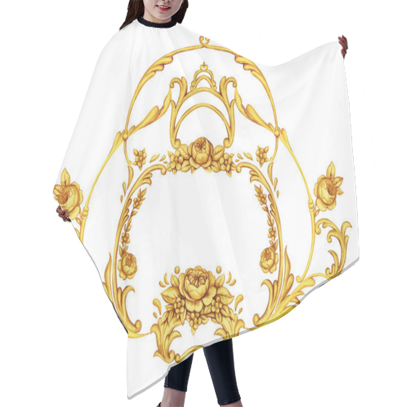 Personality  Golden Arabesque With Golden Scrolls And Roses Hair Cutting Cape