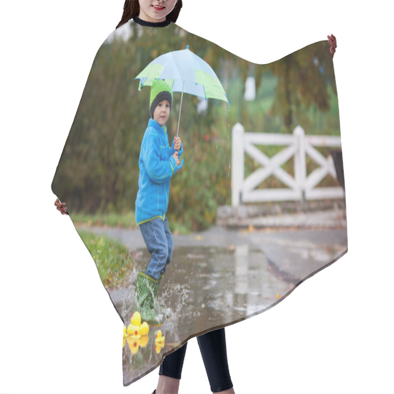 Personality  Little Boy, Jumping In Muddy Puddles  Hair Cutting Cape