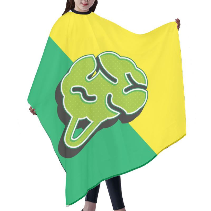 Personality  Brain Green And Yellow Modern 3d Vector Icon Logo Hair Cutting Cape