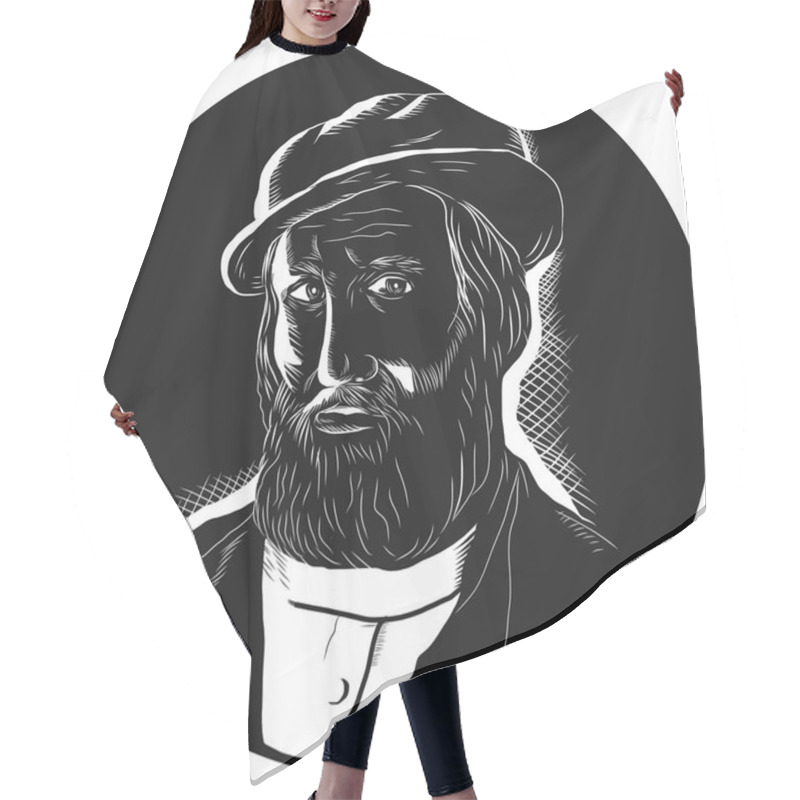 Personality  Hernan Cortes Conquistador Woodcut Hair Cutting Cape