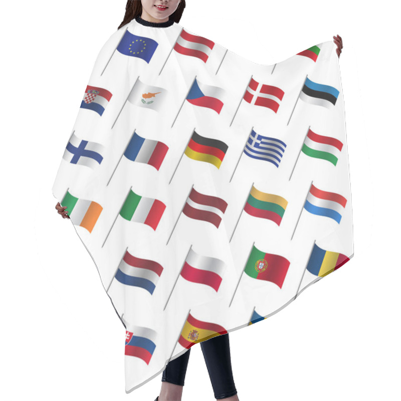 Personality  European Union Country Flags 2017, Member States EU, Flaming Flags Isolated On A White Background Hair Cutting Cape