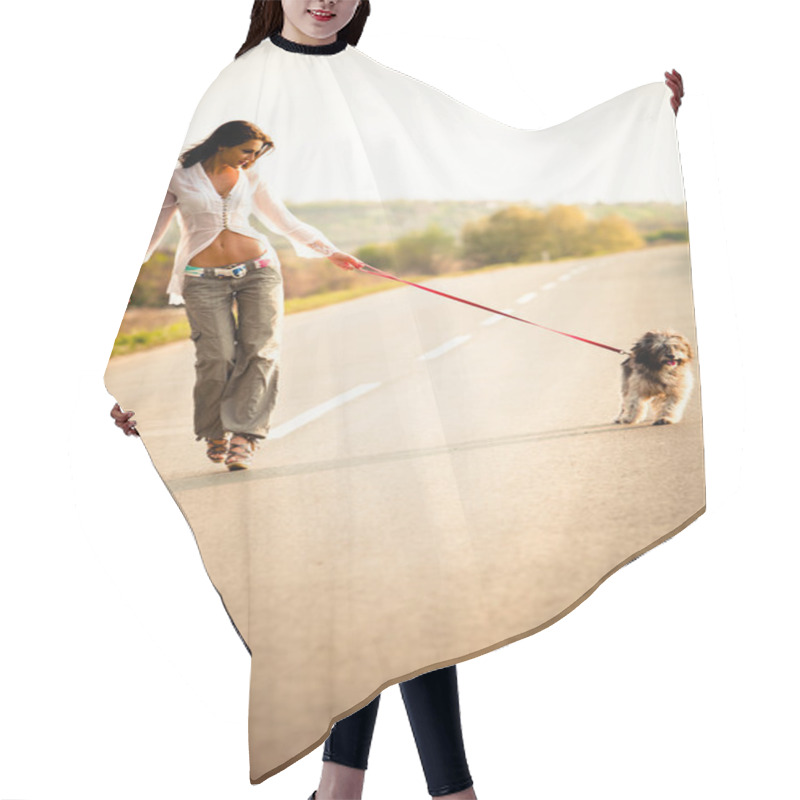 Personality  Woman And Dog Hair Cutting Cape