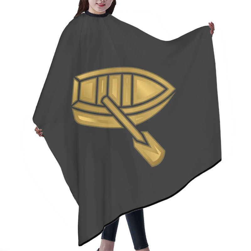 Personality  Boat Gold Plated Metalic Icon Or Logo Vector Hair Cutting Cape