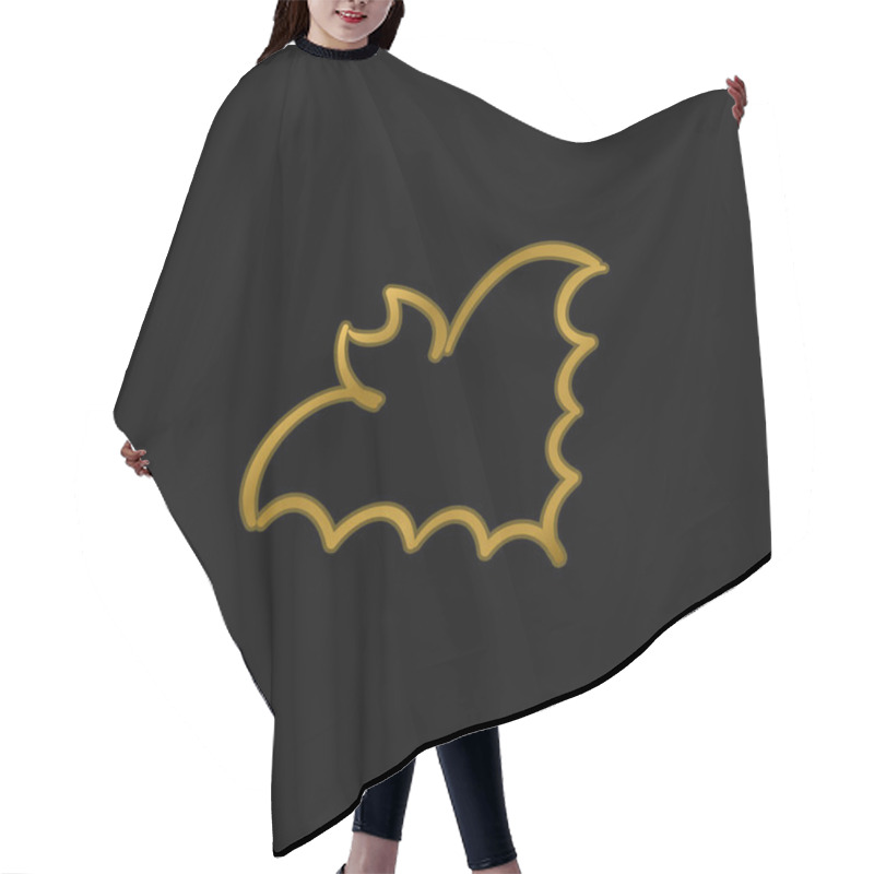 Personality  Bat Outline Gold Plated Metalic Icon Or Logo Vector Hair Cutting Cape