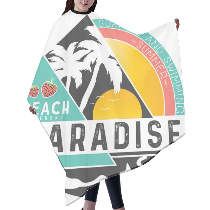 Personality  Tropical Island And Vector Illustration Graphic For T Shirt Print Hair Cutting Cape