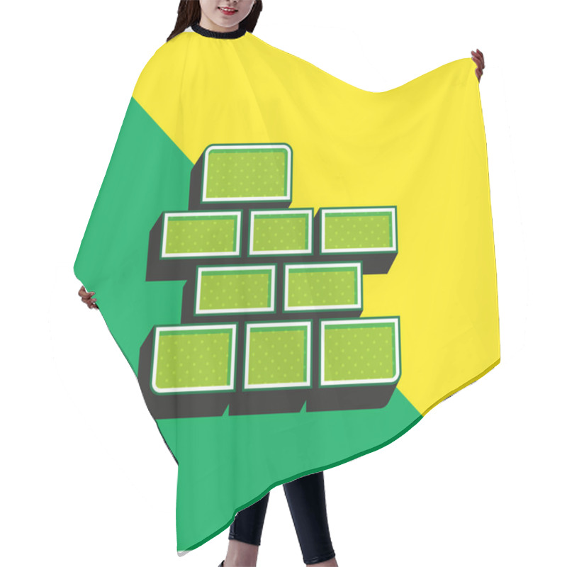 Personality  Brick Wall Green And Yellow Modern 3d Vector Icon Logo Hair Cutting Cape