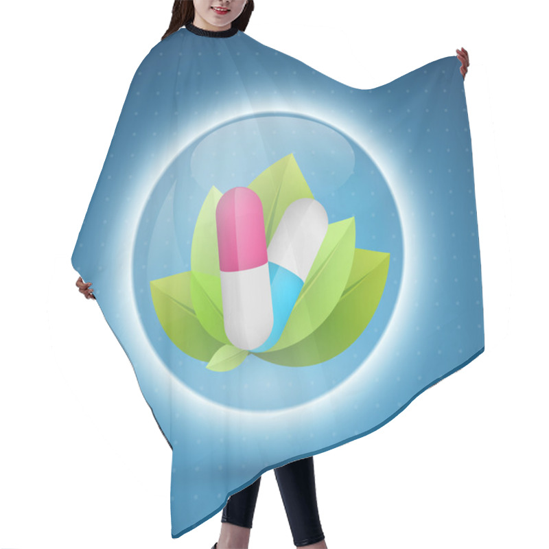 Personality  Pill On Leafs, Vector Illustration  Hair Cutting Cape