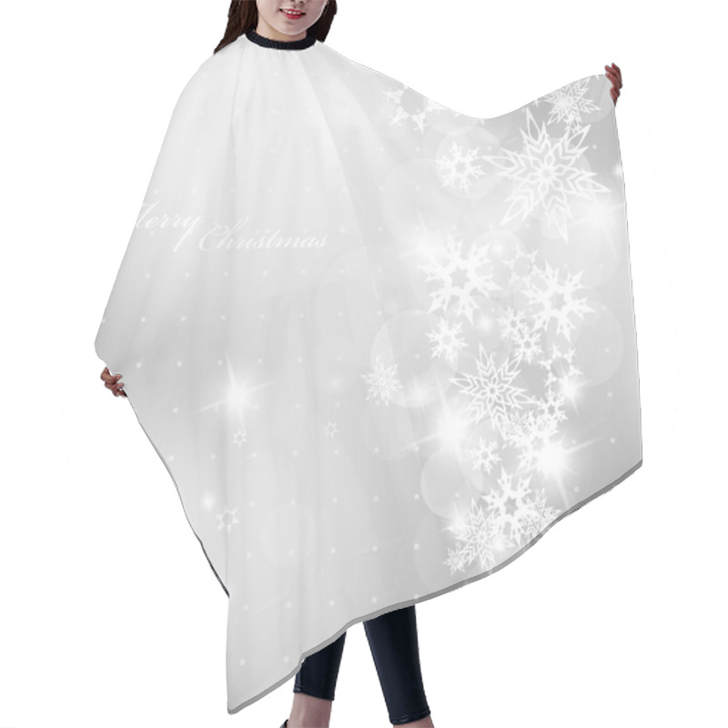 Personality  Christmas Silver Background With Snow Flakes. Hair Cutting Cape