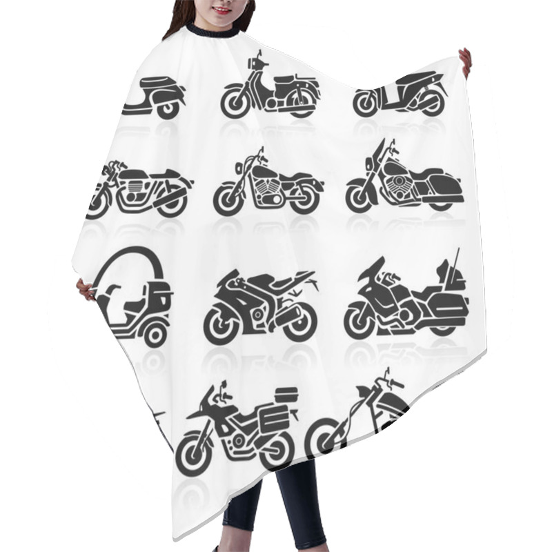 Personality  Motorcycle Icons Set Hair Cutting Cape