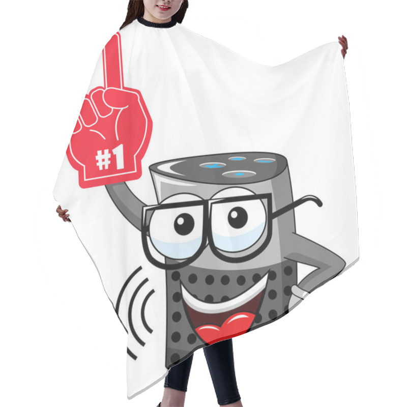 Personality  Smart Speaker Cartoon Funny Character Supporter Fan Number One Glove Isolated On White Hair Cutting Cape