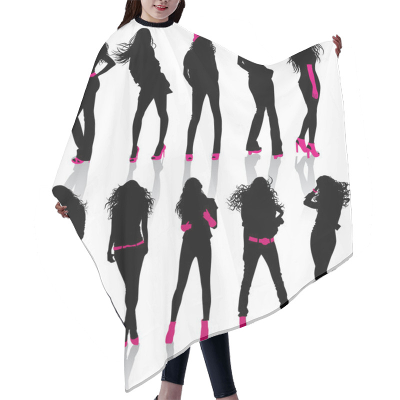 Personality  Silhouettes Of The Girls With Accessories Hair Cutting Cape