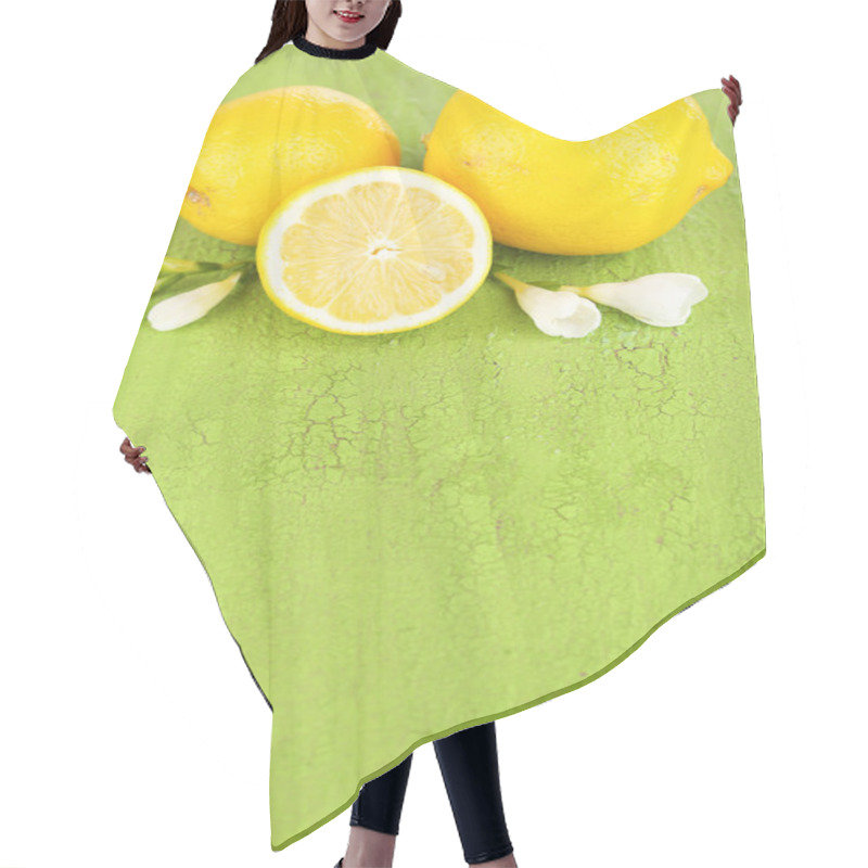 Personality  Fresh Lemons And Lavender On Green Table Hair Cutting Cape