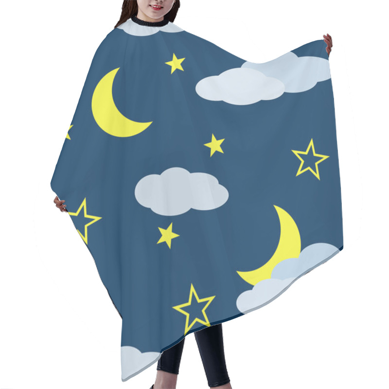 Personality  Seamless Pattern With Night Scene Hair Cutting Cape